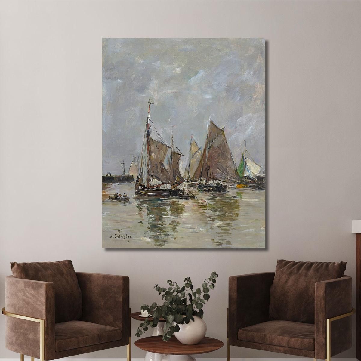 Trouville Departure Of The Sardine Boats Eugène Boudin ebd155 canvas print 