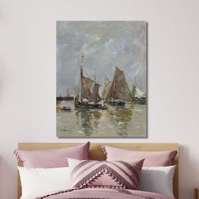 Trouville Departure Of The Sardine Boats Eugène Boudin ebd155 canvas print 