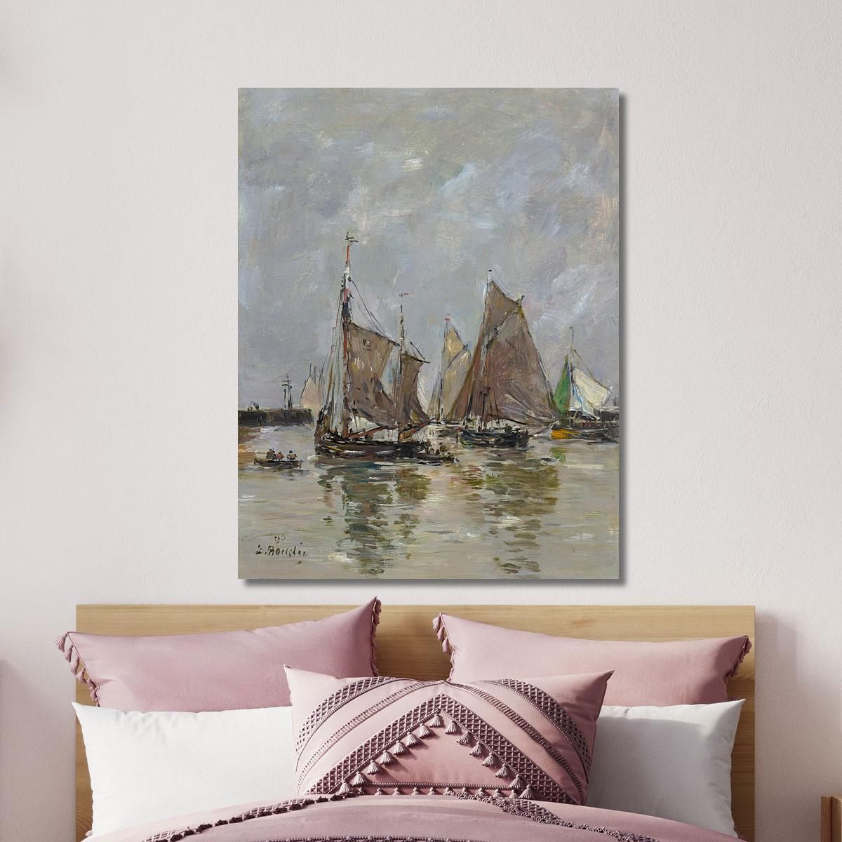 Trouville Departure Of The Sardine Boats Eugène Boudin ebd155 canvas print 