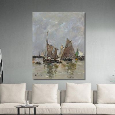Trouville Departure Of The Sardine Boats Eugène Boudin ebd155 canvas print 