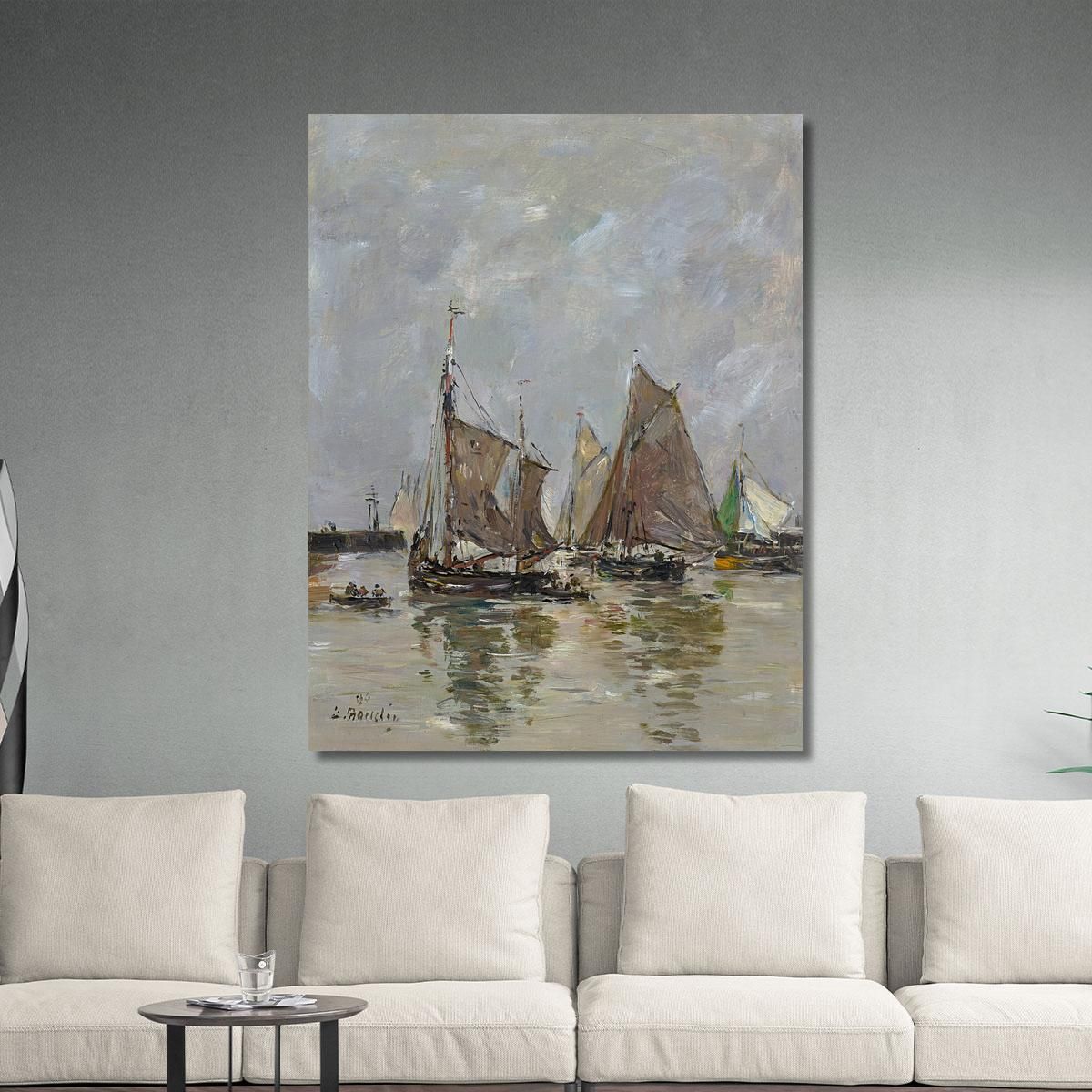 Trouville Departure Of The Sardine Boats Eugène Boudin ebd155 canvas print 