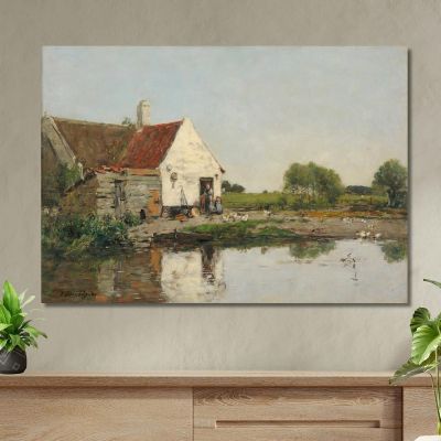 A Corner Of A Farm Near Dunkirk Eugène Boudin ebd163 canvas print 