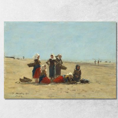 Women On The Beach At Berck Eugène Boudin ebd184 canvas print 
