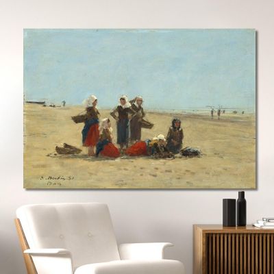 Women On The Beach At Berck Eugène Boudin ebd184 canvas print 