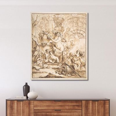 Bacchanalian Scene With Nymphs And Putti Gerard de Lairesse, gdl7 ภาพพิมพ์บนผ้าใบแคนวาส