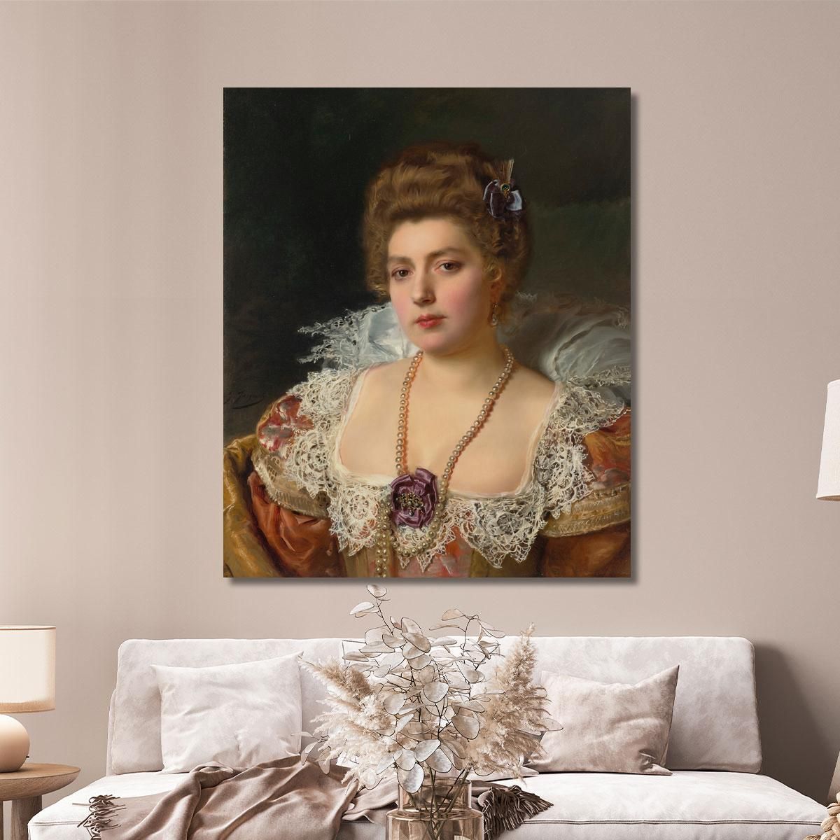 Portrait D'Une Femme Portant Des Perles Gustave Jean Jacquet gjj18 canvas print 