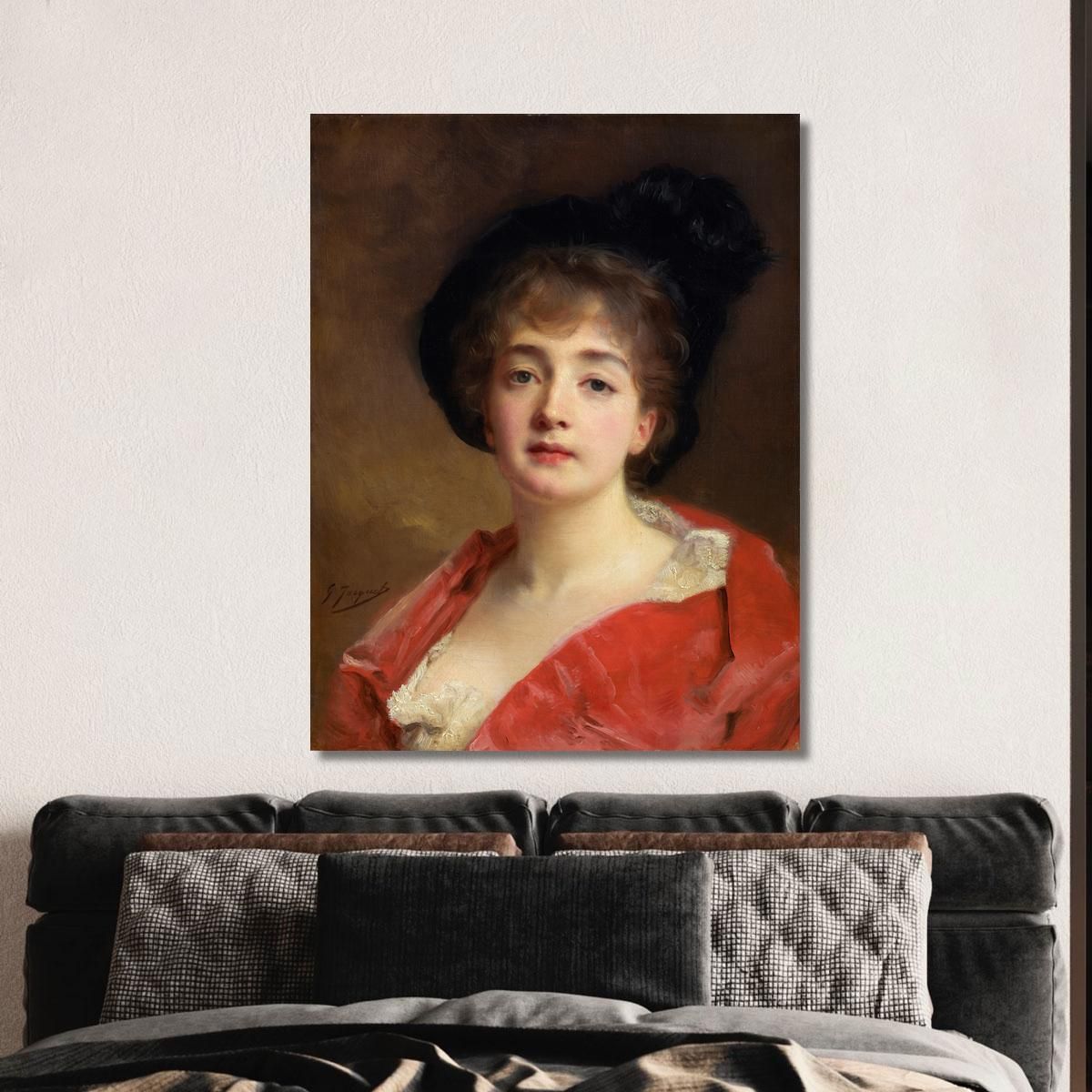Woman In Red Gustave Jean Jacquet gjj26 canvas print 