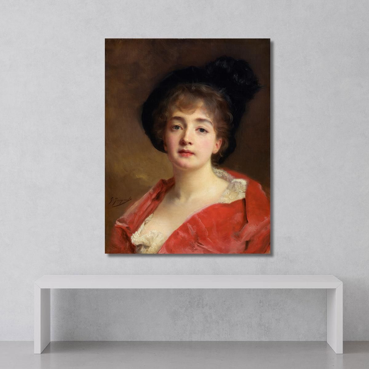 Woman In Red Gustave Jean Jacquet gjj26 canvas print 