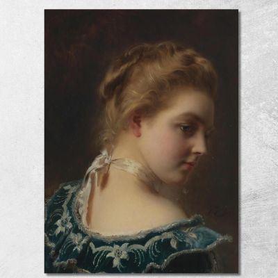 Young Beauty In A Green Dress Gustave Jean Jacquet gjj28 canvas print 