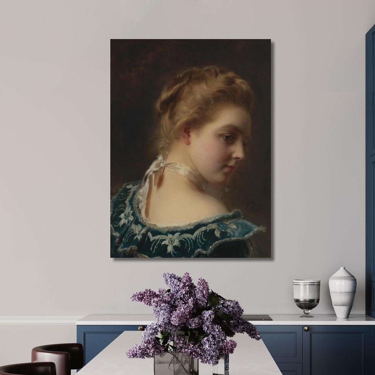 Young Beauty In A Green Dress Gustave Jean Jacquet gjj28 canvas print 