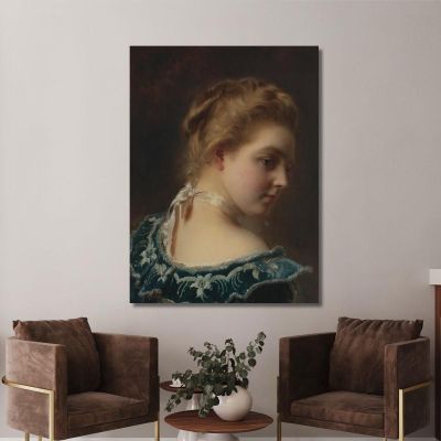 Young Beauty In A Green Dress Gustave Jean Jacquet gjj28 canvas print 