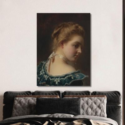 Young Beauty In A Green Dress Gustave Jean Jacquet gjj28 canvas print 