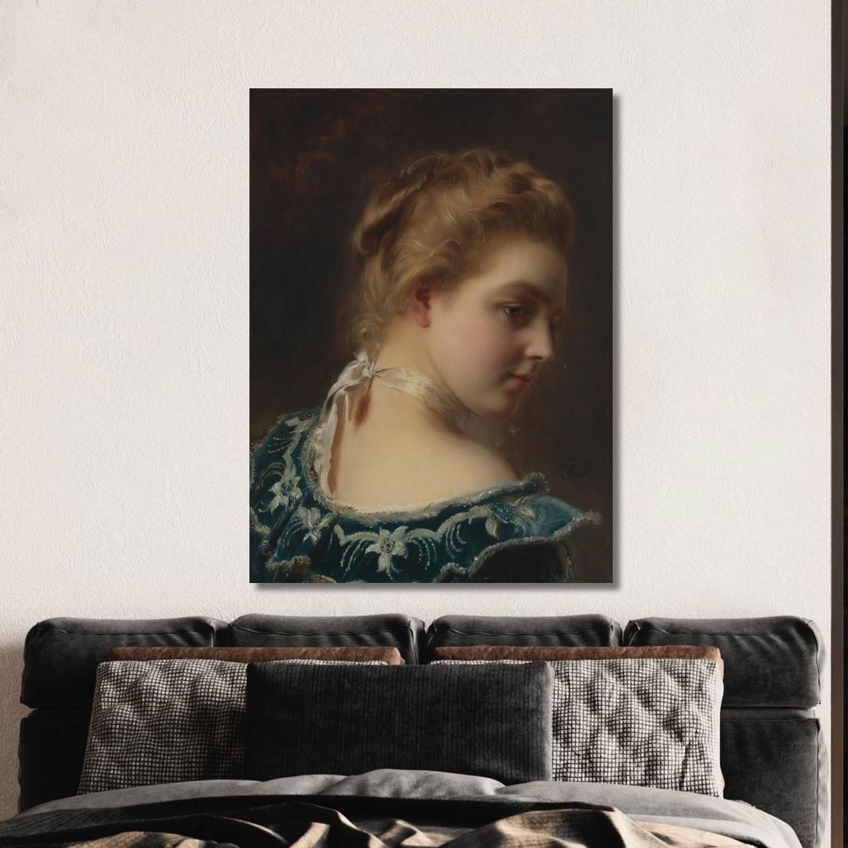 Young Beauty In A Green Dress Gustave Jean Jacquet gjj28 canvas print 