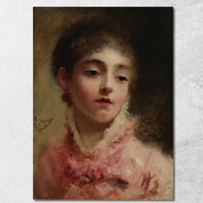 Young Woman In A Pink Dress Gustave Jean Jacquet gjj29 canvas print 