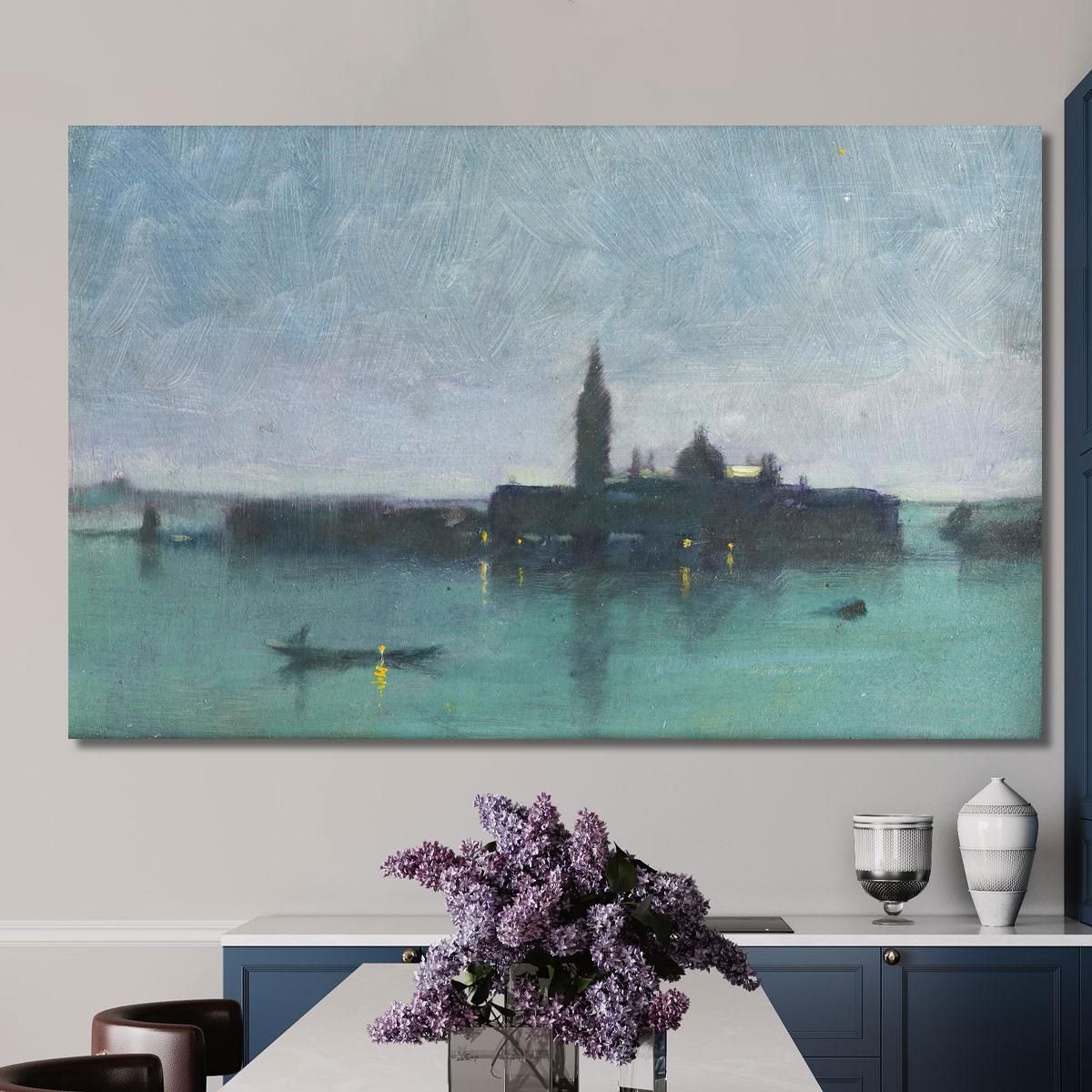 San Giorgio Maggiore From The Lagoon By Moonlight Venice James Jebusa Shannon jjs32 canvas print 
