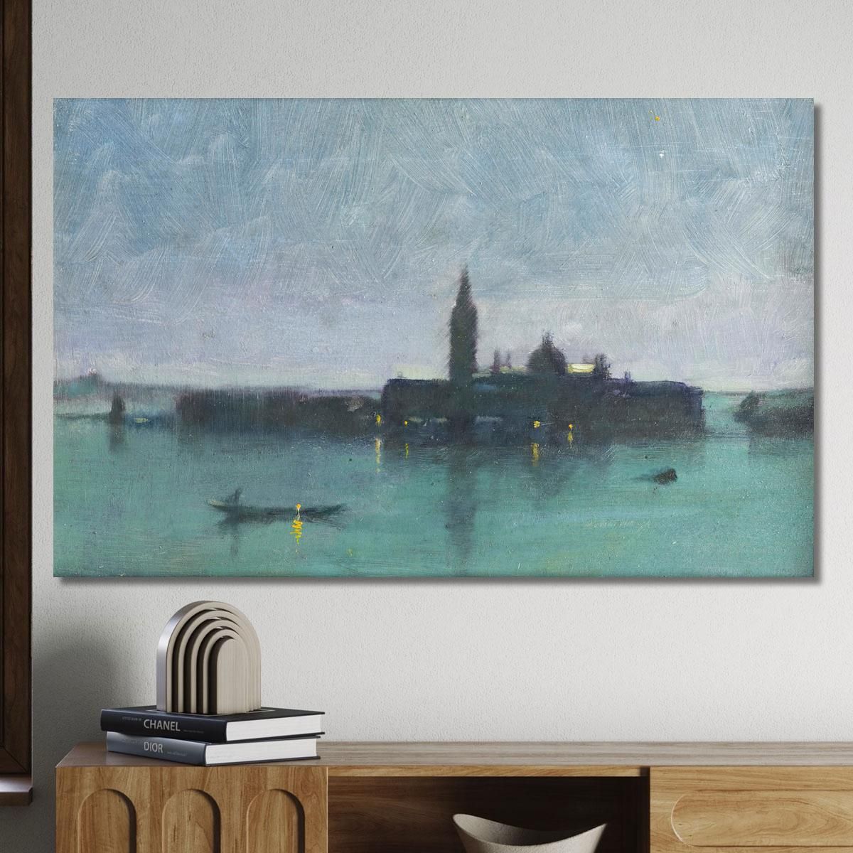 San Giorgio Maggiore From The Lagoon By Moonlight Venice James Jebusa Shannon jjs32 canvas print 
