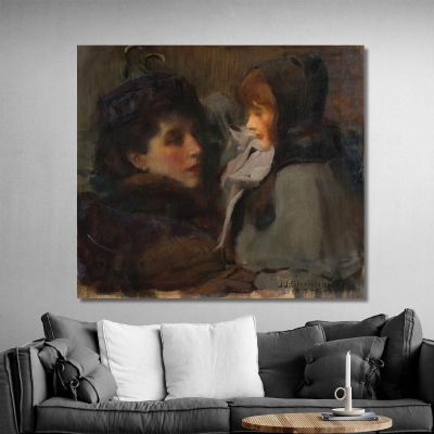 The Artist'S Wife And Daughter James Jebusa Shannon, jjs37 ภาพพิมพ์บนผ้าใบแคนวาส