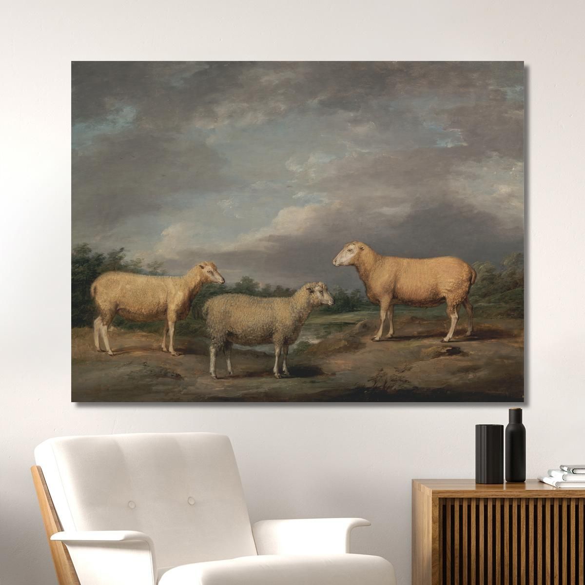 Ryelands Sheep The King'S Ram The King'S Ewe And Lord Somerville'S Wether James Ward jwr32 canvas print 