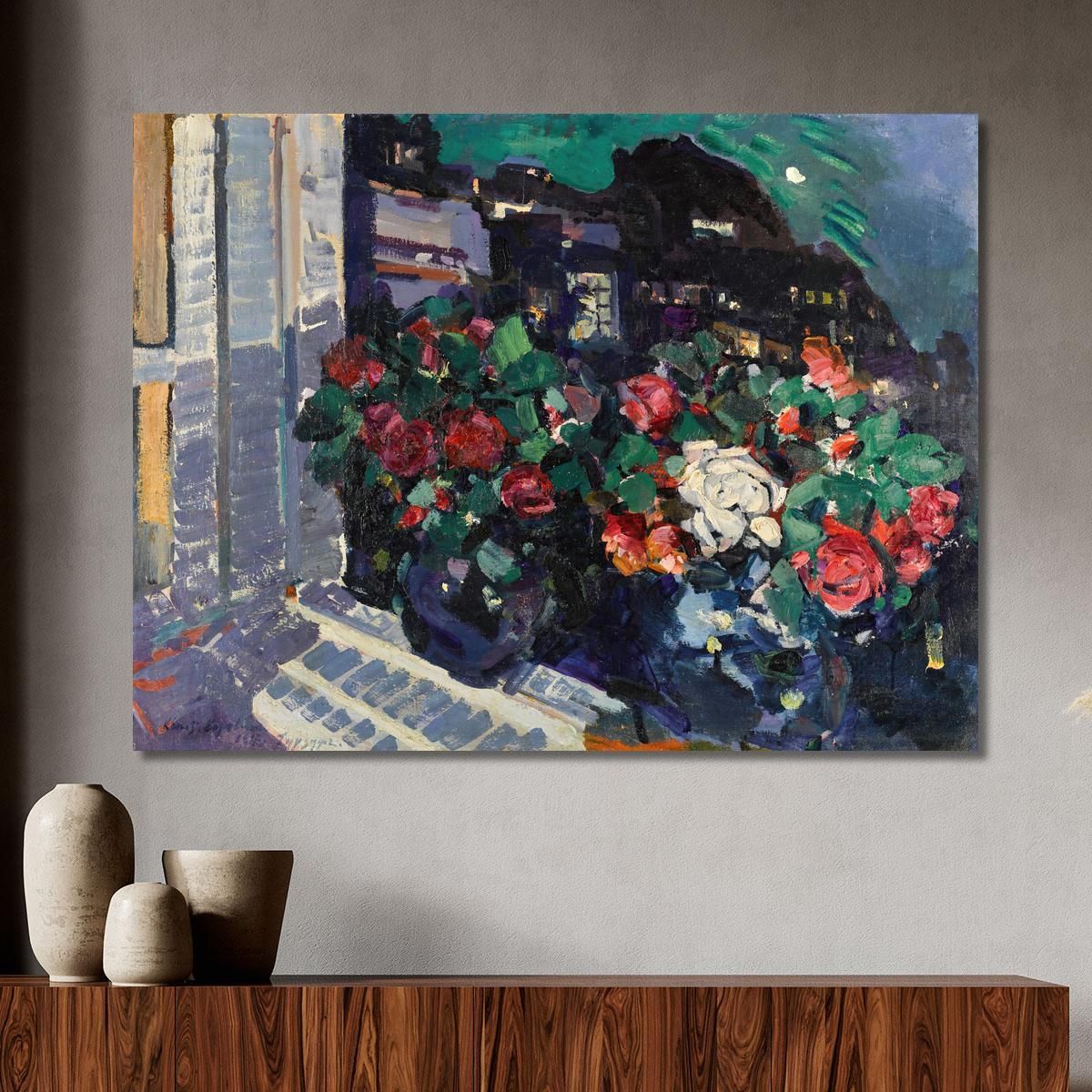 Roses On A Window Sill Gurzuf Konstantin Alexeevich Korovin kak25 canvas print 