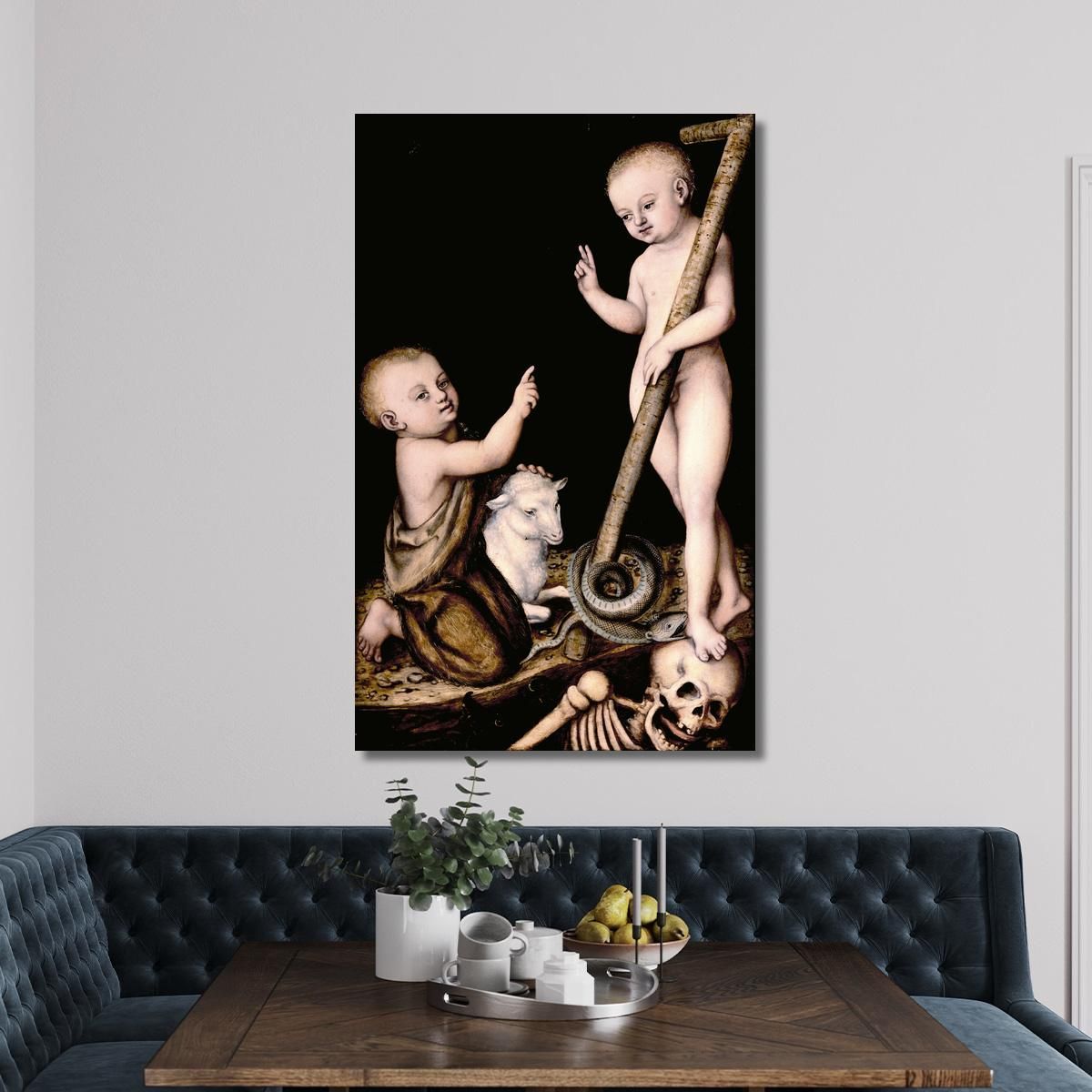 Adoration Of The Child Jesus By St John The Baptist Lucas Cranach the Elder lce7 canvas print 