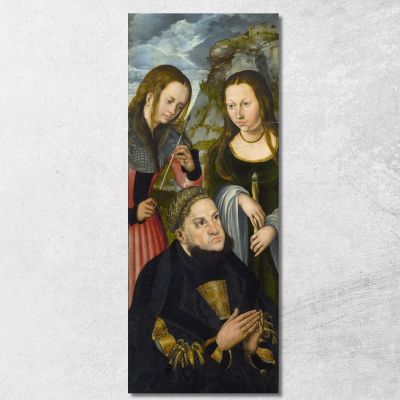 The Elector Frederic The Wise Of Saxony 1463–1525 With The Saints Ursula (Left) And Genevieve (Right) Lucas Cranach the Elder l