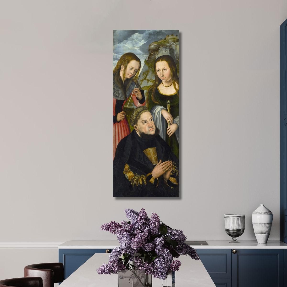 The Elector Frederic The Wise Of Saxony 1463–1525 With The Saints Ursula (Left) And Genevieve (Right) Lucas Cranach the Elder l