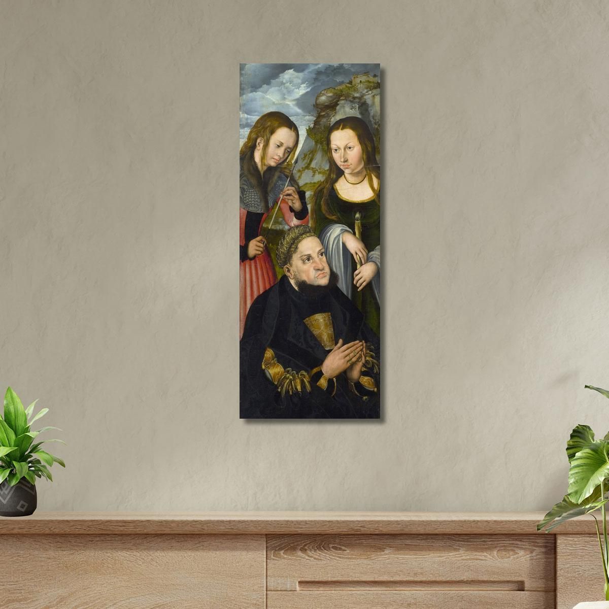 The Elector Frederic The Wise Of Saxony 1463–1525 With The Saints Ursula (Left) And Genevieve (Right) Lucas Cranach the Elder l