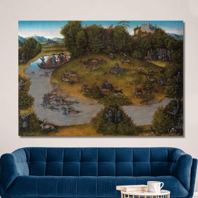 The Stag Hunt Of The Elector Frederic The Wise 1463–1525 Of Saxony Lucas Cranach the Elder lce86 canvas print 