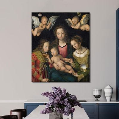 Virgin And Child With The Saints Catherine And Barbara Lucas Cranach the Elder lce95 canvas print 