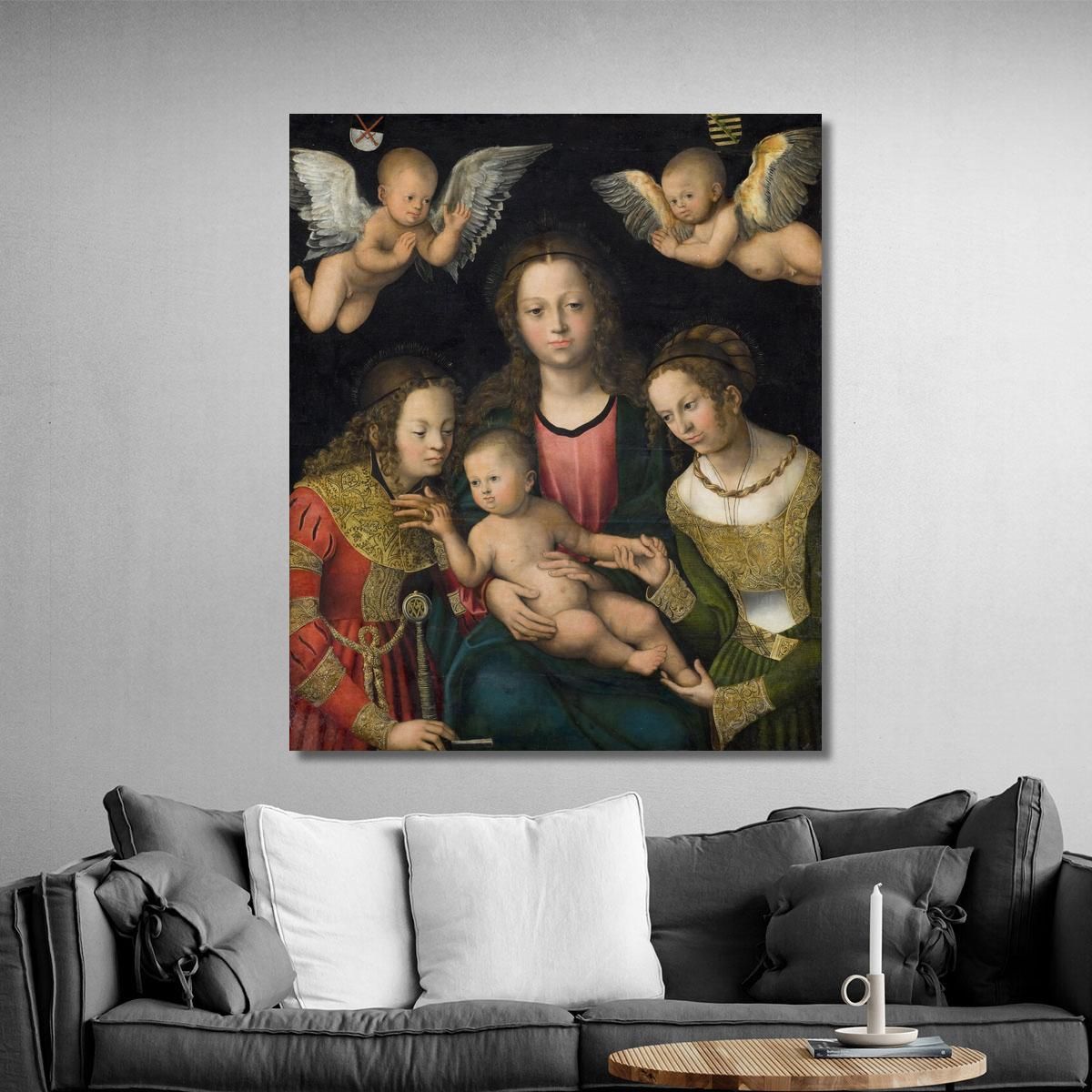 Virgin And Child With The Saints Catherine And Barbara Lucas Cranach the Elder lce95 canvas print 