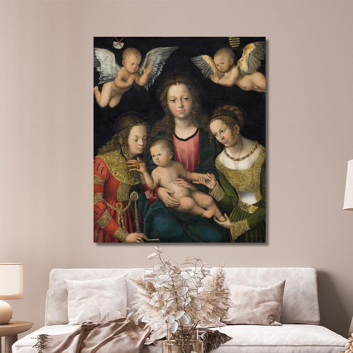 Virgin And Child With The Saints Catherine And Barbara Lucas Cranach the Elder lce95 canvas print 
