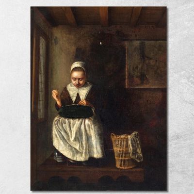 A Girl Sewing Nicolaes Maes nma1 canvas print 