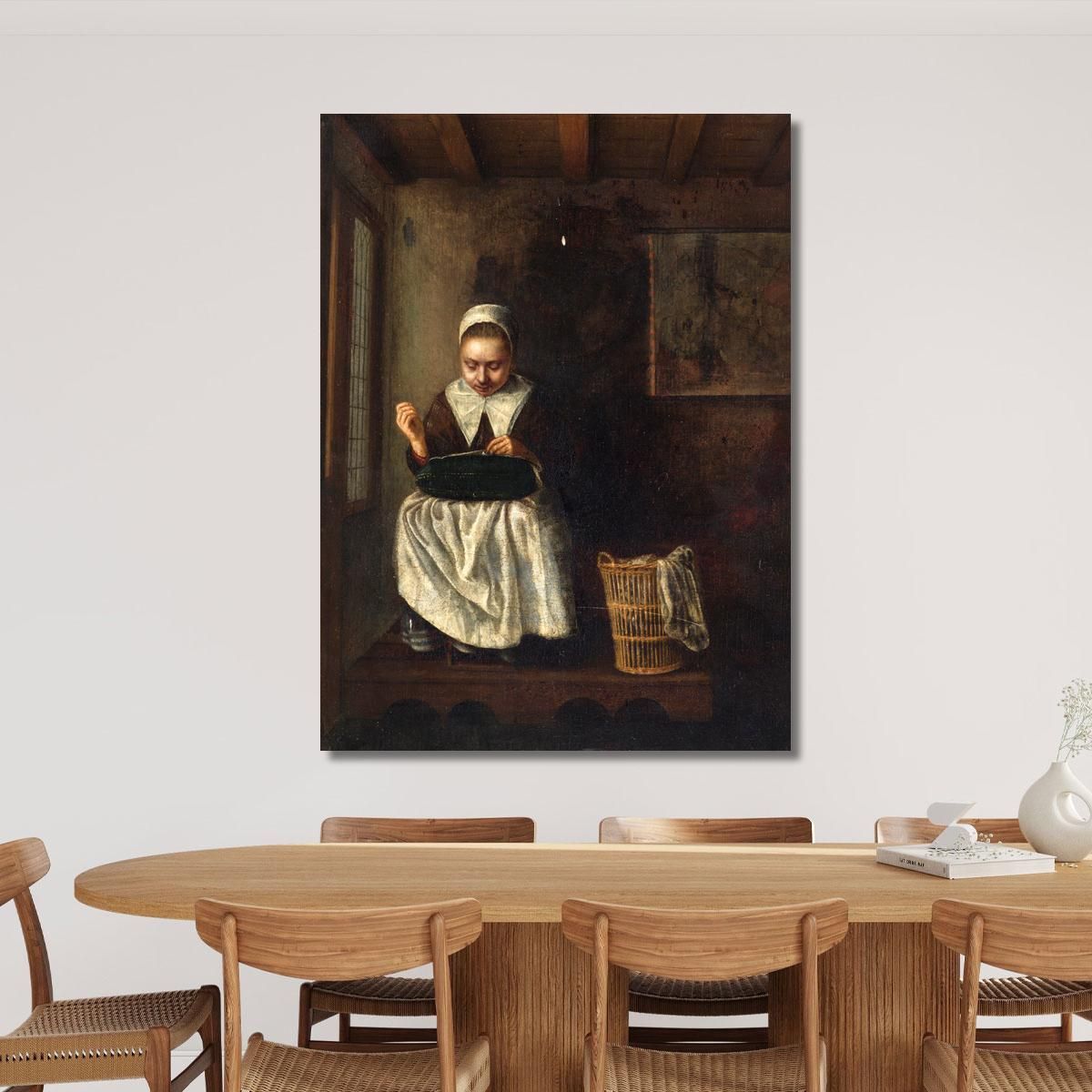 A Girl Sewing Nicolaes Maes nma1 canvas print 