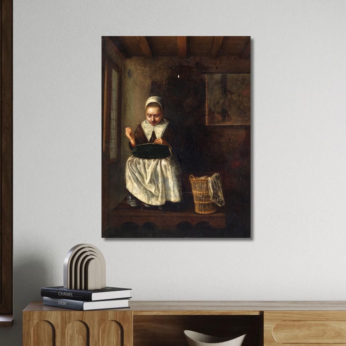 A Girl Sewing Nicolaes Maes nma1 canvas print 