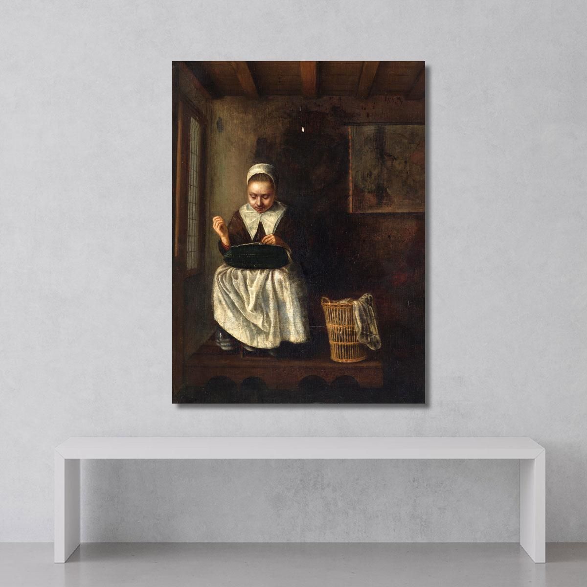 A Girl Sewing Nicolaes Maes nma1 canvas print 