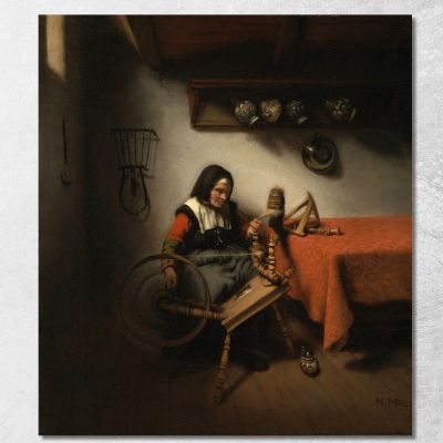 Old Woman Spinning Nicolaes Maes nma9 canvas print 