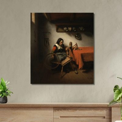 Old Woman Spinning Nicolaes Maes nma9 canvas print 