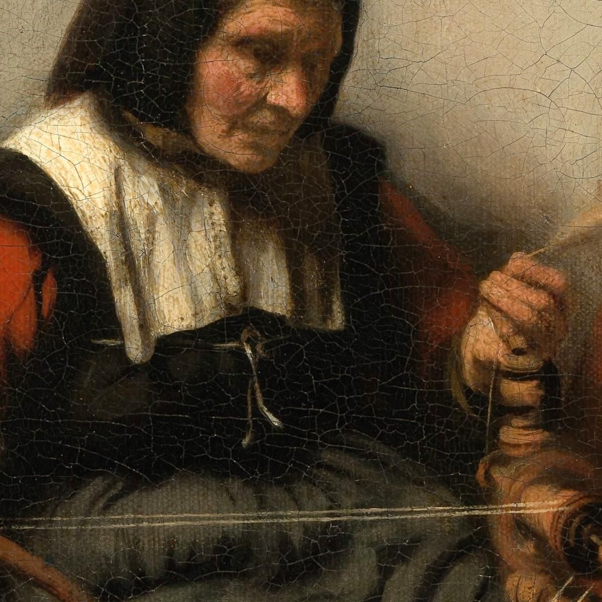Old Woman Spinning Nicolaes Maes nma9 canvas print