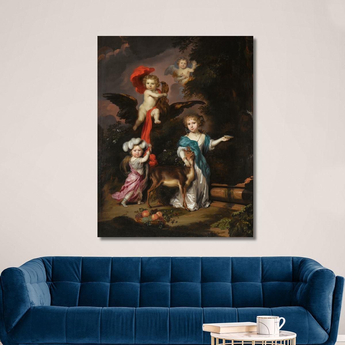 Pastoral Family Portrait Of Four Children Personifying Mythological Figures Including Ganymede And Diana With A Deer Nicolaes M