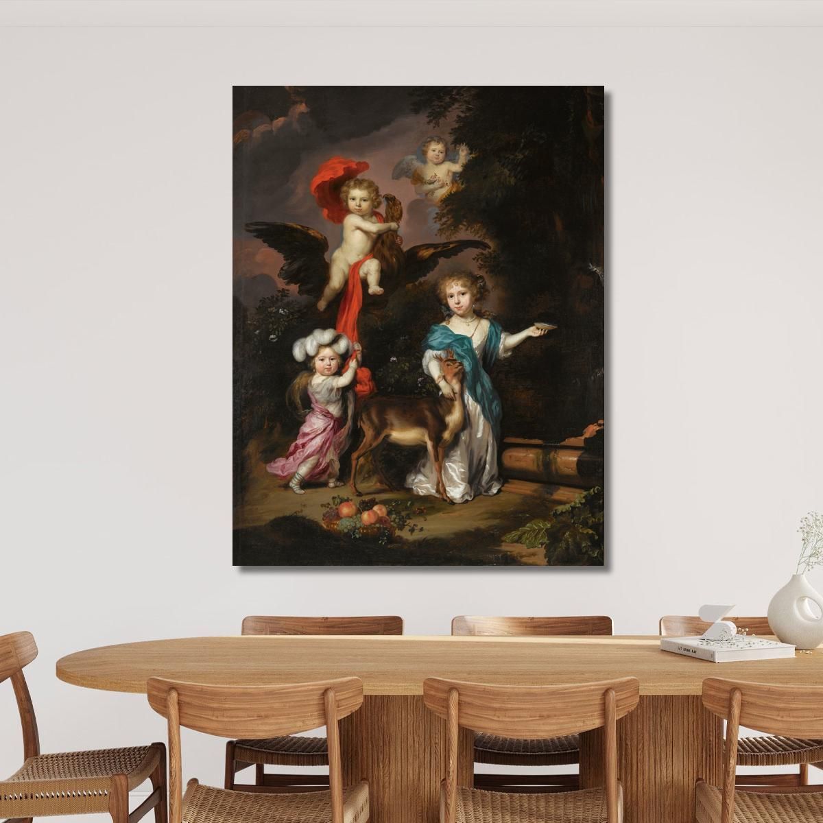 Pastoral Family Portrait Of Four Children Personifying Mythological Figures Including Ganymede And Diana With A Deer Nicolaes M