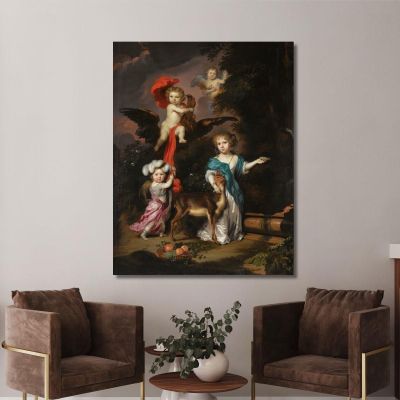 Pastoral Family Portrait Of Four Children Personifying Mythological Figures Including Ganymede And Diana With A Deer Nicolaes M
