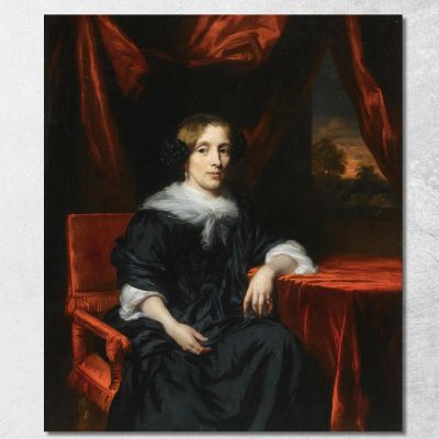 Portrait Of A Lady In Black Dress Nicolaes Maes nma19 canvas print 