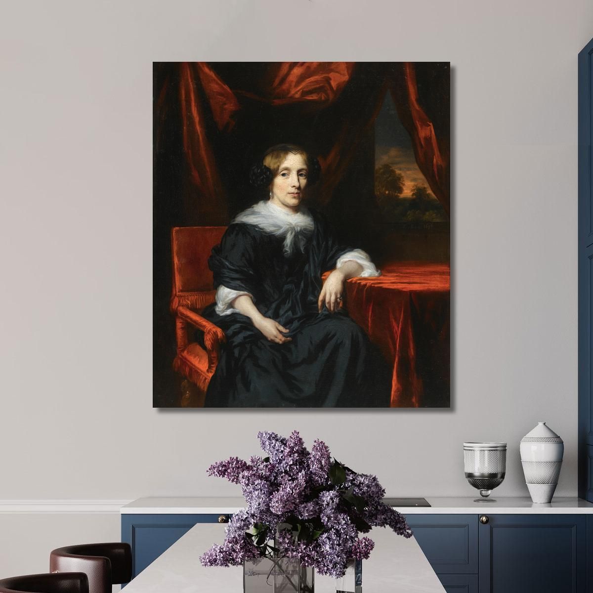 Portrait Of A Lady In Black Dress Nicolaes Maes nma19 canvas print 