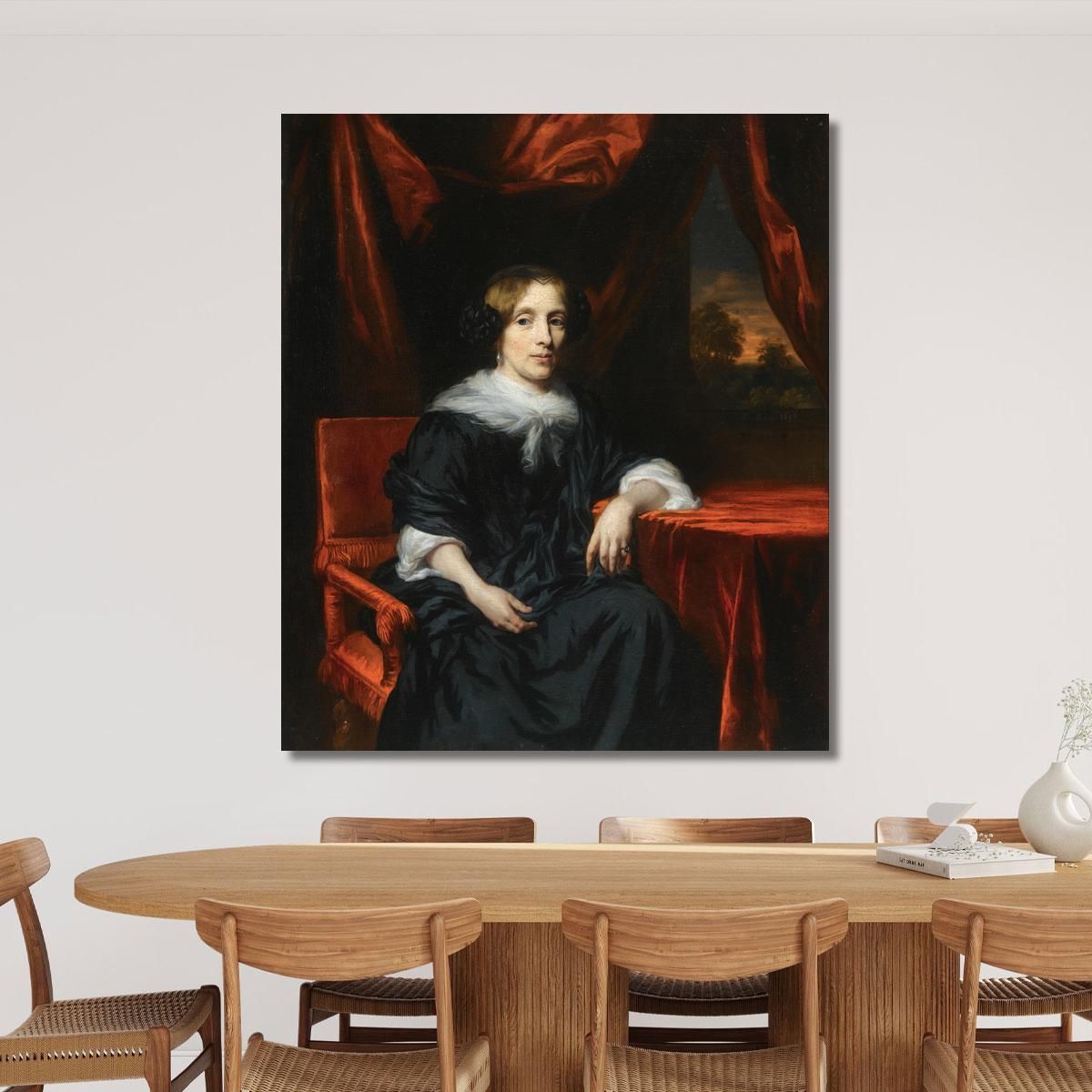 Portrait Of A Lady In Black Dress Nicolaes Maes nma19 canvas print 