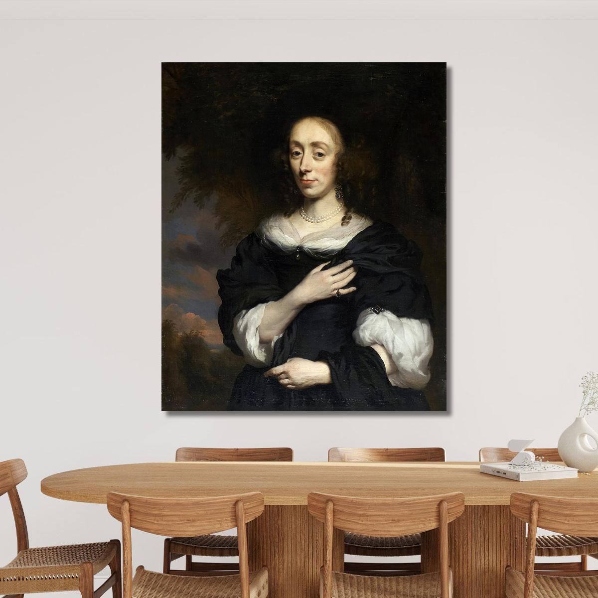 Portrait Of A Woman Wearing A Black Dress Nicolaes Maes nma25 canvas print 