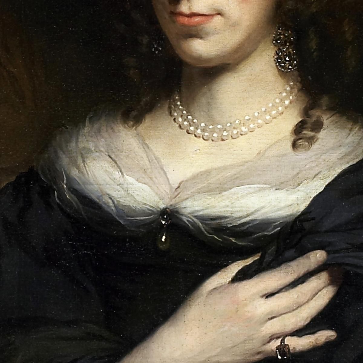Portrait Of A Woman Wearing A Black Dress Nicolaes Maes nma25 canvas print