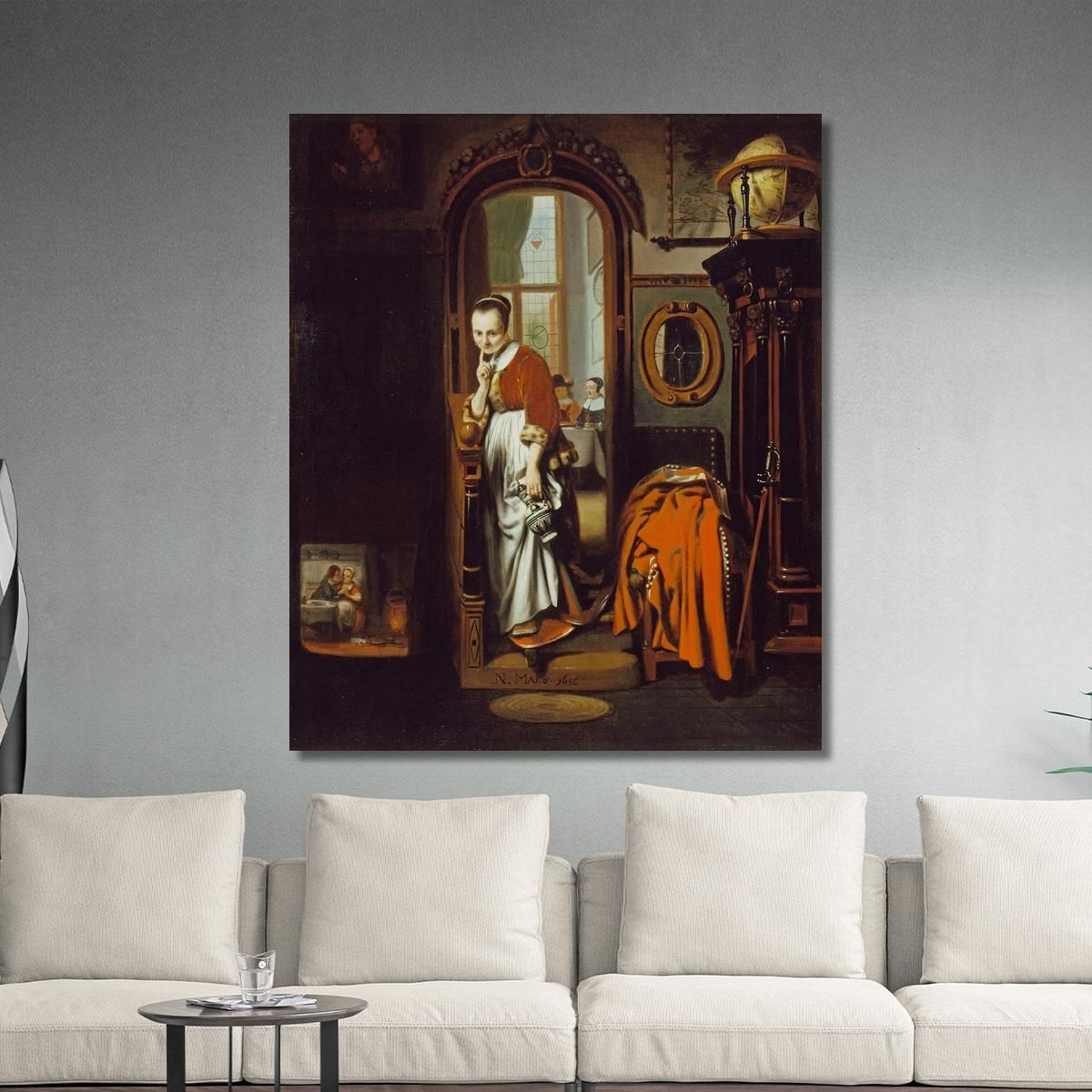 The Listening Housewife (The Eavesdropper) Nicolaes Maes nma38 canvas print 