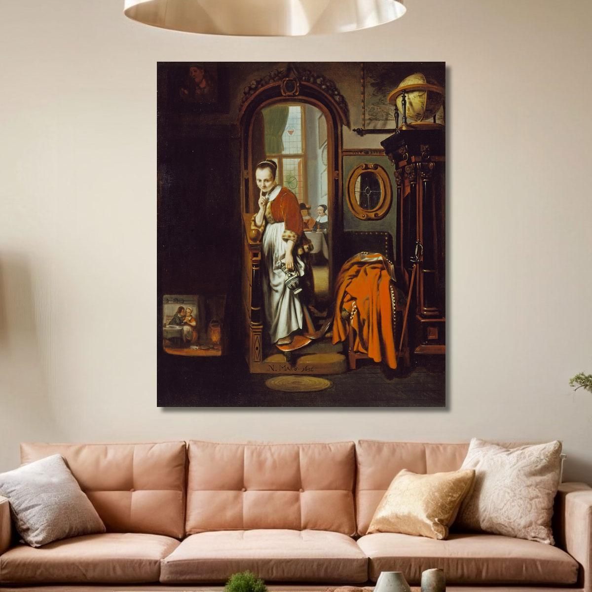 The Listening Housewife (The Eavesdropper) Nicolaes Maes nma38 canvas print 