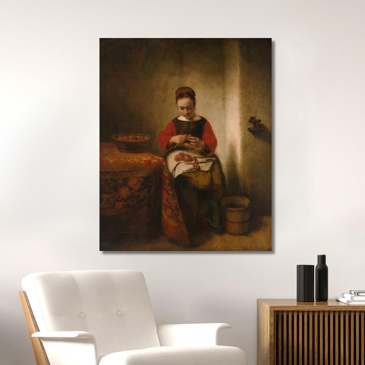 Young Woman Peeling Apples Nicolaes Maes nma44 canvas print 