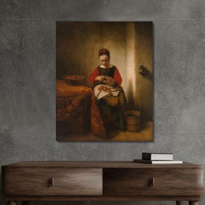 Young Woman Peeling Apples Nicolaes Maes nma44 canvas print 